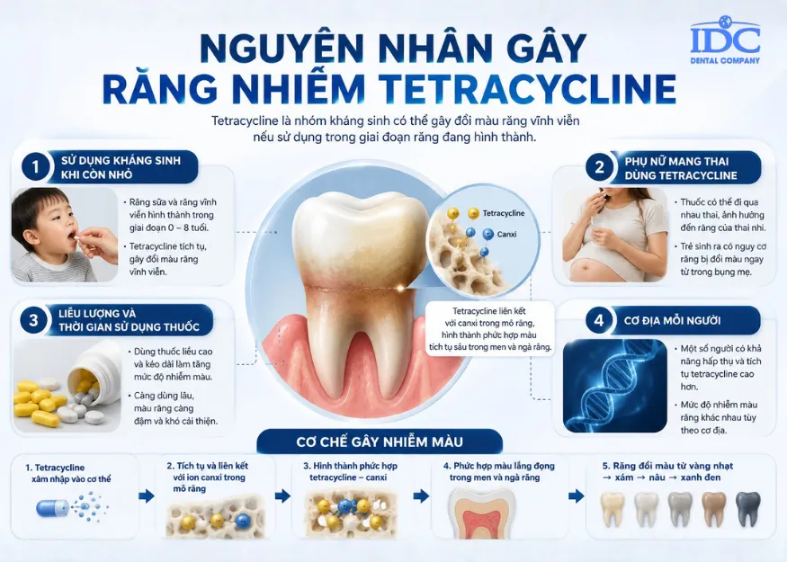 Nguyên nhân gây răng nhiễm Tetracycline